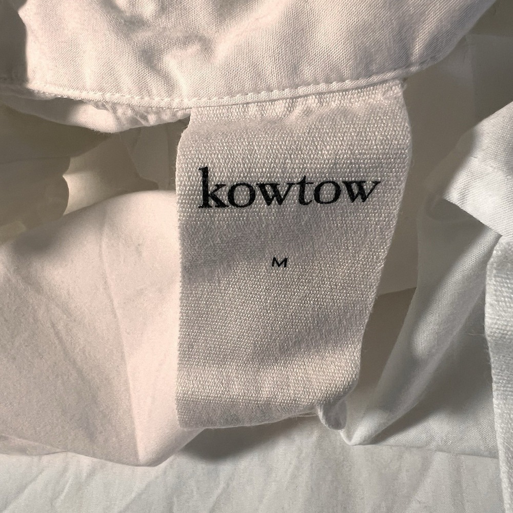 Kowtow Renaissance Top Size M White Organic Cotton Ruffle Collar Lantern Sleeve - Picture 4 of 8